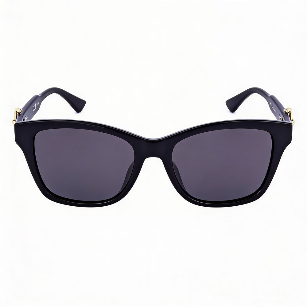 Gafas de sol Moschino Casual para mujer, montura de celulosa inyectada negra con protección UV y lente de 55 mm de ancho.
