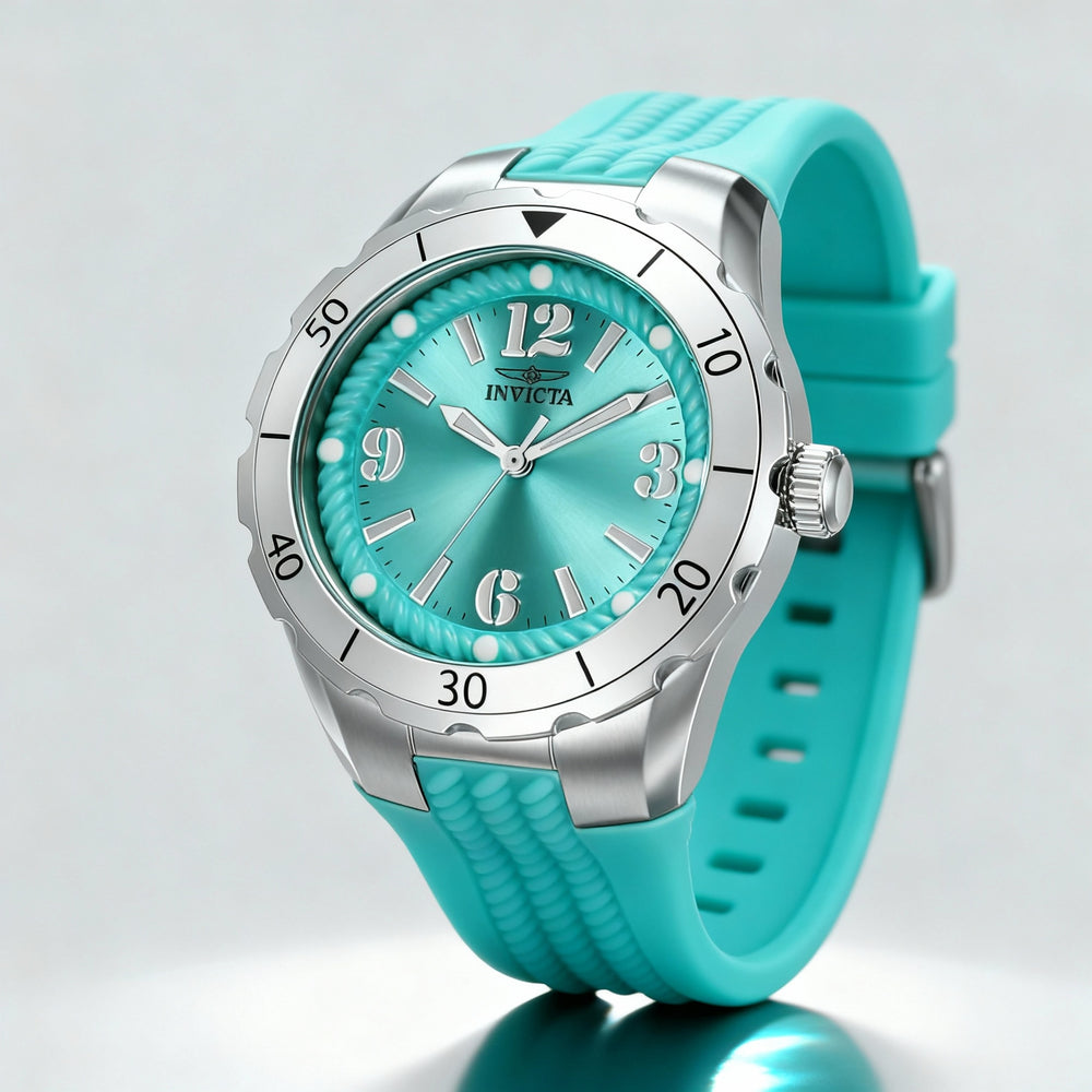 Reloj de cuarzo unisex Invicta Angel 24124 de 38 mm con esfera azul y cristal de zafiro resistente a los arañazos.