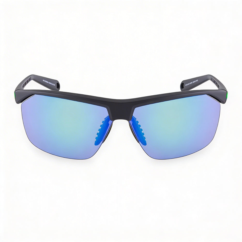 Nike Wayfarers Unisex Rubber Frame Matte Black Rage Green Grey Green Mirror Non-Polarized Sunglasses