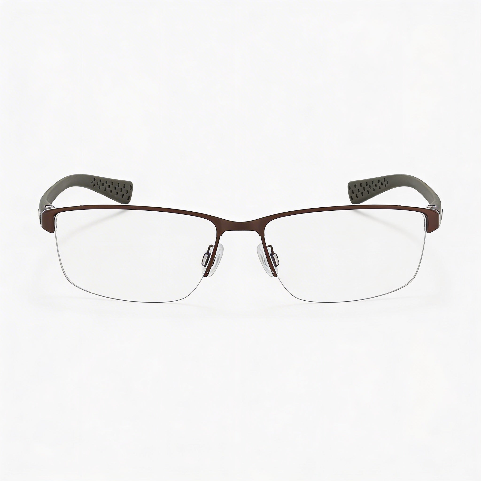Nike Casual Men's Ophthalmic Eyeglasses, Walnut-Cargo Khaki Frame, Transparent Plastic Lenses 56-16-140, Photo 1