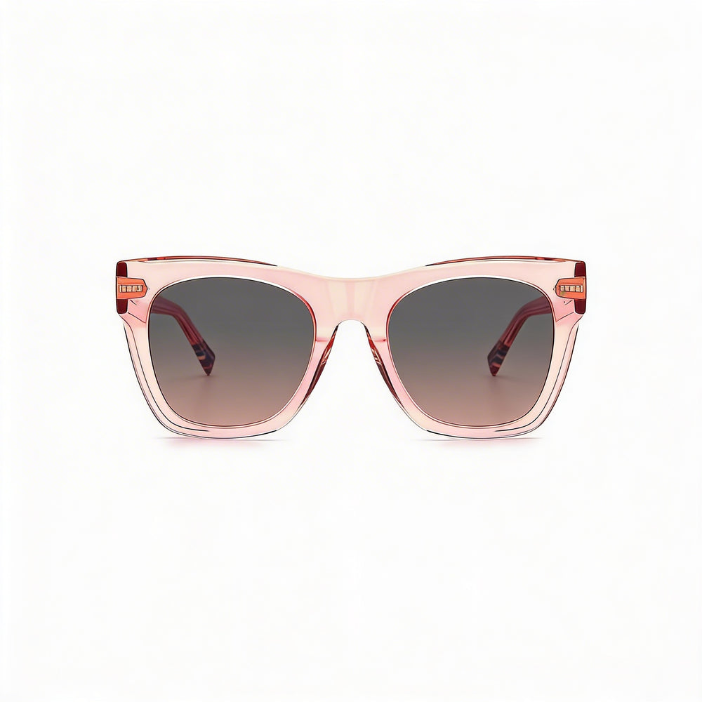 Gafas de sol clásicas Missoni de acetato para mujer, montura gris melocotón y fucsia, lentes color melocotón, 100 % UV, 51 mm