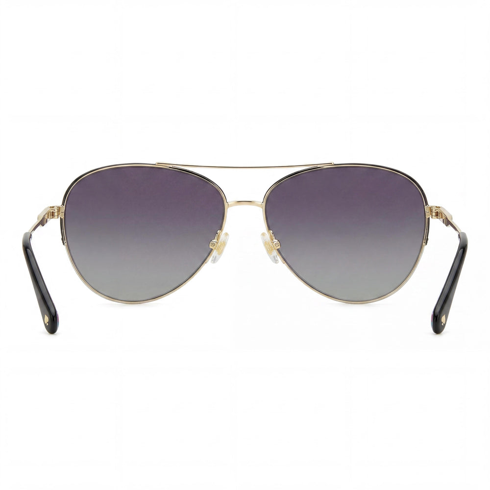 kate spade new york Modern Women's Stainless Steel Gold Black Frame Grey Composite Lens Sunglasses 55mm