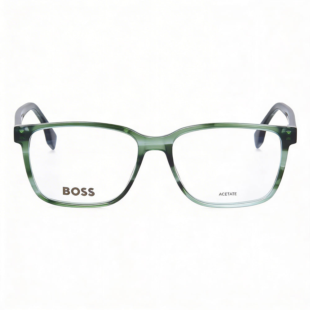 Gafas de sol modernas Hugo Boss para hombre con montura de acetato en color verde cuerno y lentes de policarbonato, tamaño 57 mm