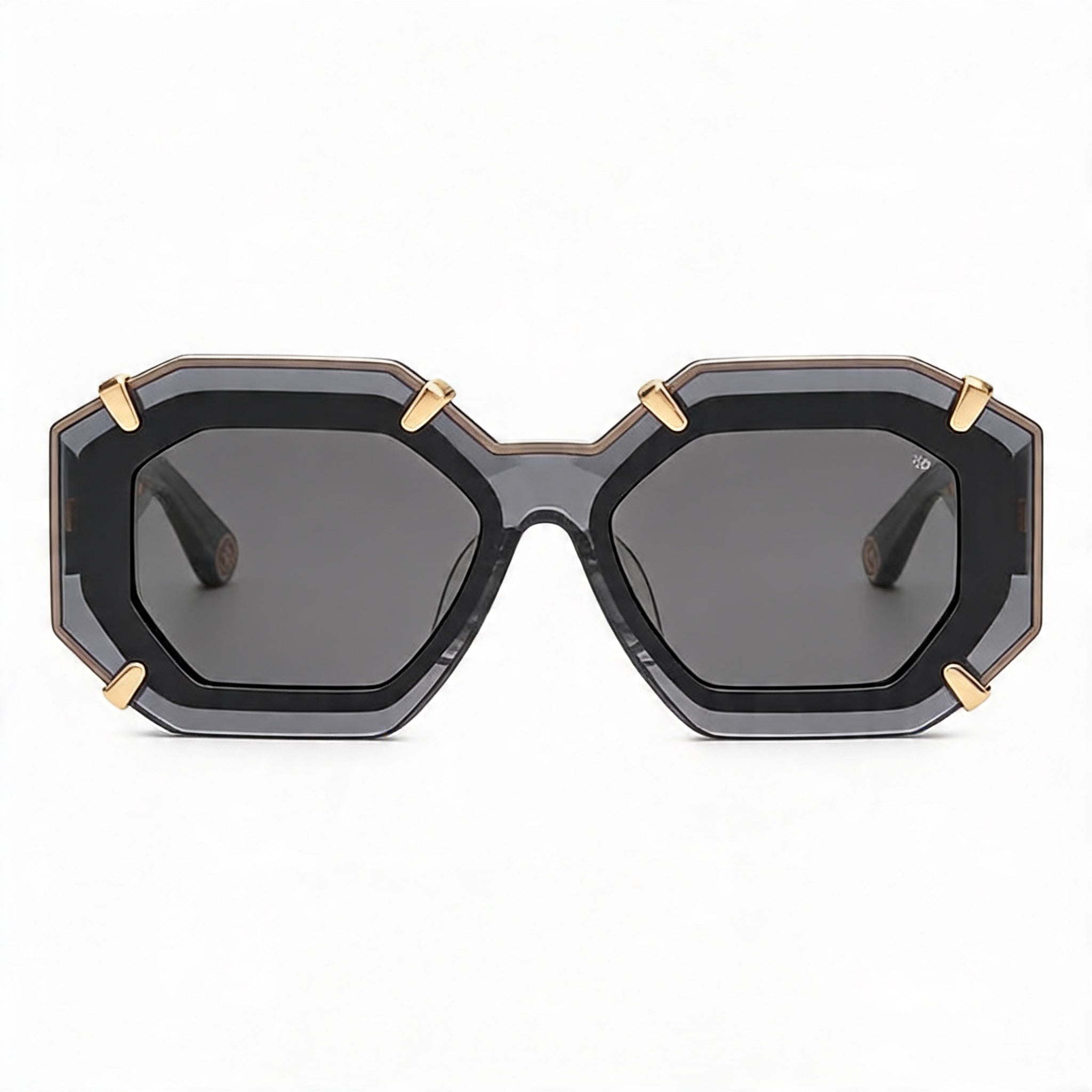 Philipp Plein Casual Men's Multicoloured Cellulose Acetate Sunglasses with Shiny Transparent Grey Lenses, UV Protection 53mm, Photo 2