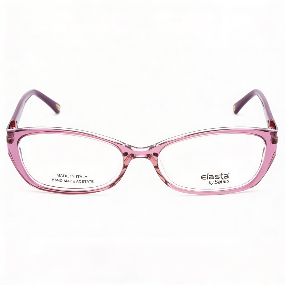 ELASTA 5798 Women's Rectangular Full Rim Plastic Frame Eyeglasses in Plum with non- Lenses 53mm