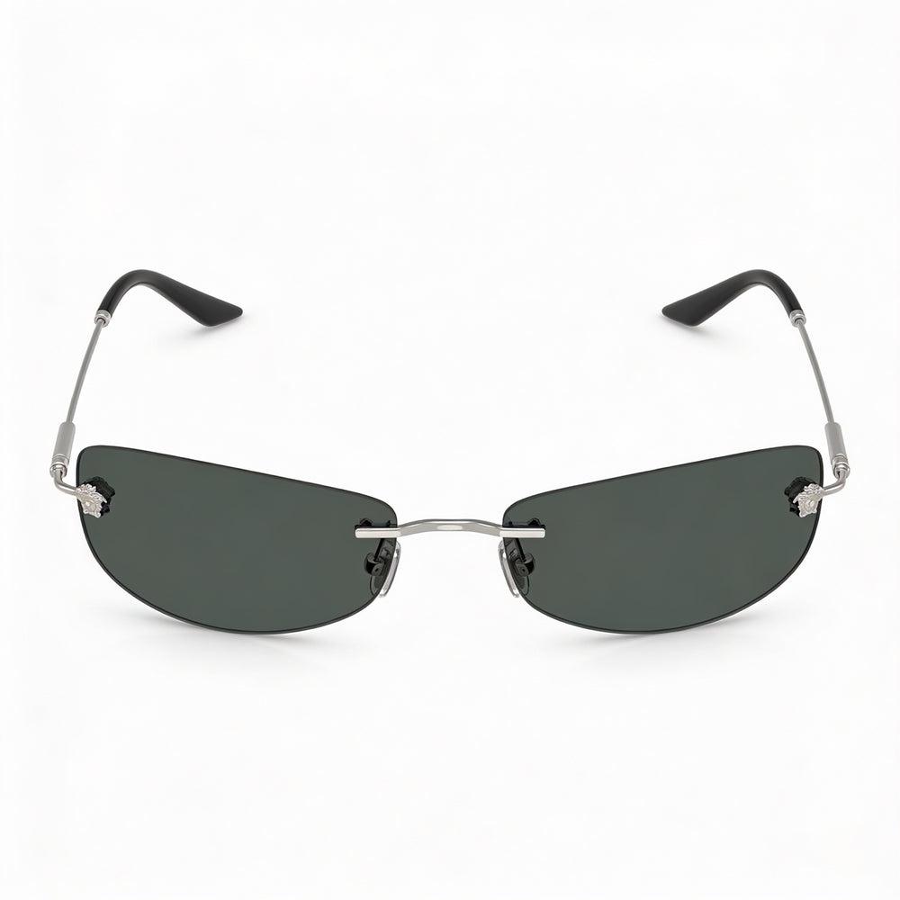 Versace Men's Ve 2279 Eyewear with Silver Metal Frame, Black Plastic Lenses, and 60mm Lens Width
