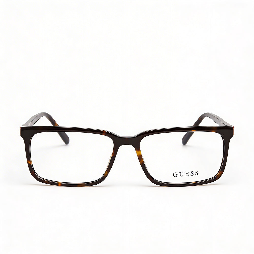 Gafas ópticas GUESS Casual para hombre, de plástico, color Habana oscuro, con lentes de 54 mm de ancho