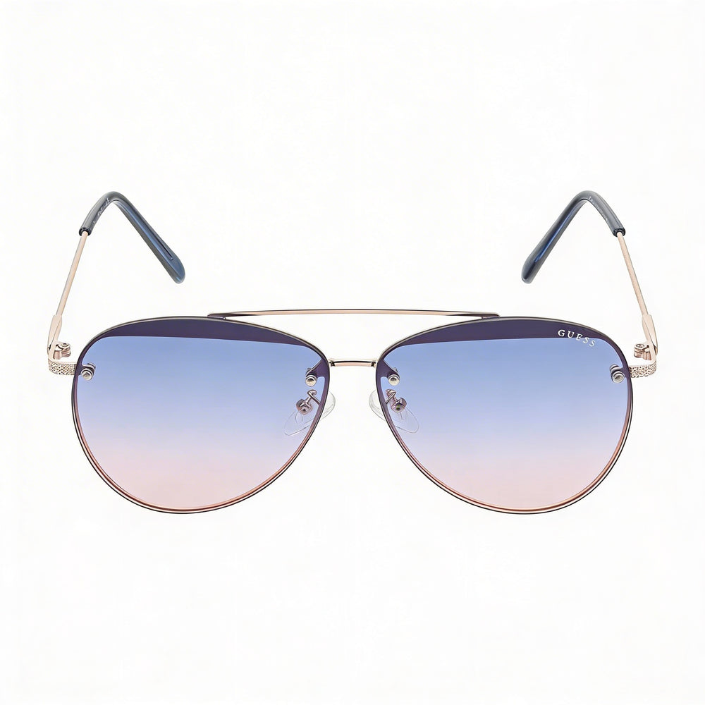 GUESS Factory Modern Unisex Shiny Rose Gold Gradient Blue Plastic Frame Non-Polarized UV Sunglasses 63mm