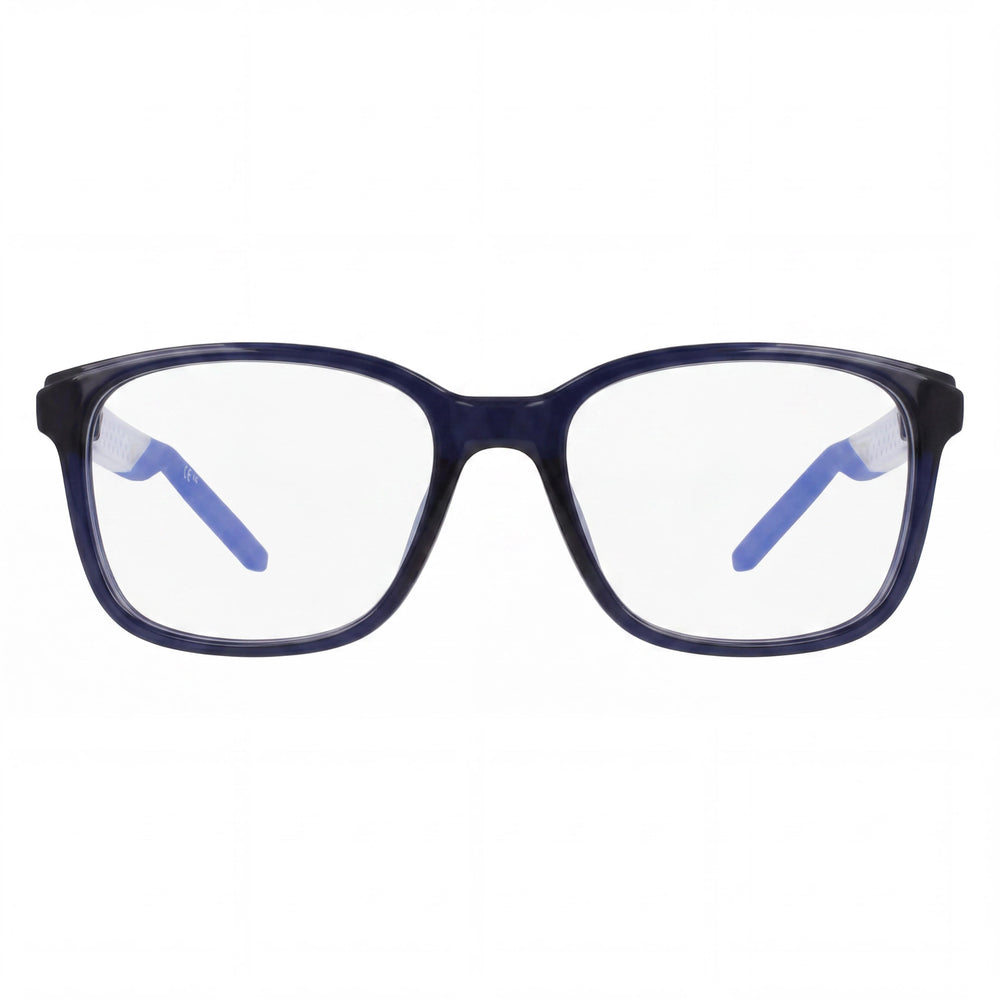 Nike Classic Unisex Eyeglasses with Obsidian Acetate Frame and Transparent Polycarbonate Lenses, 55mm Lens Width