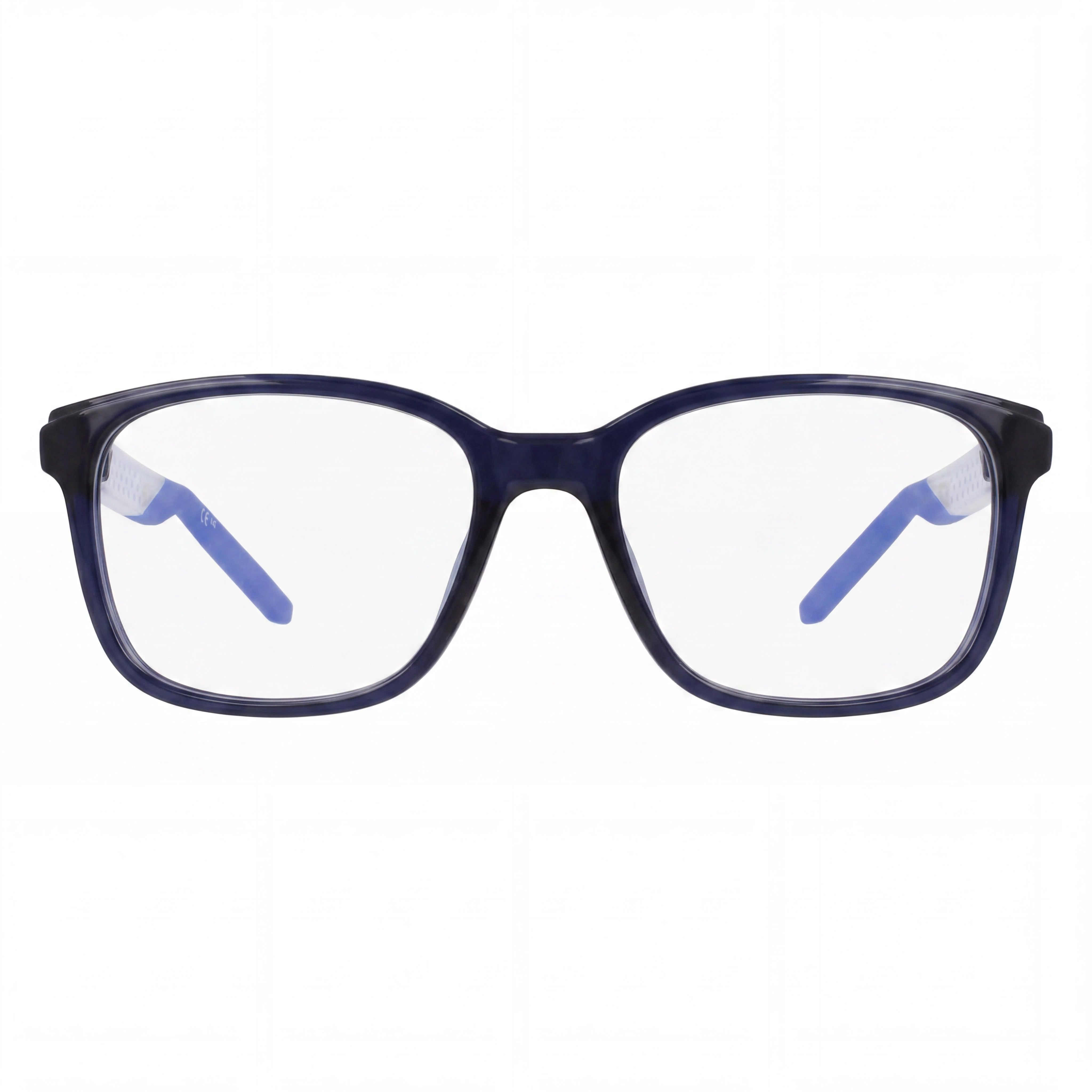Nike Classic Unisex Eyeglasses with Obsidian Acetate Frame and Transparent Polycarbonate Lenses, 55mm Lens Width, Photo 2