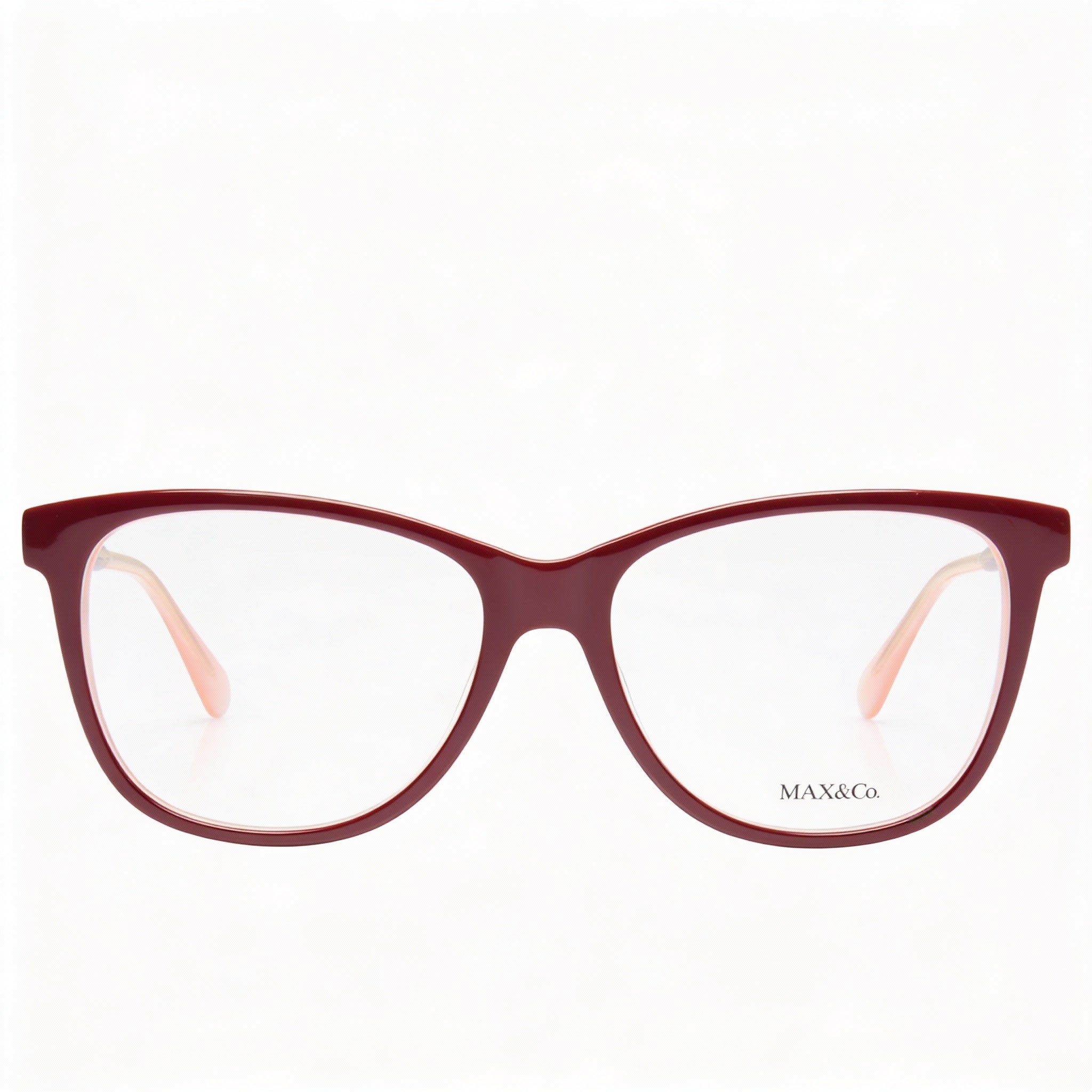 Gafas Max & Co. modernas de montura de plástico burdeos para mujer con lentes transparentes para uso óptico, 54 mm, Photo 2