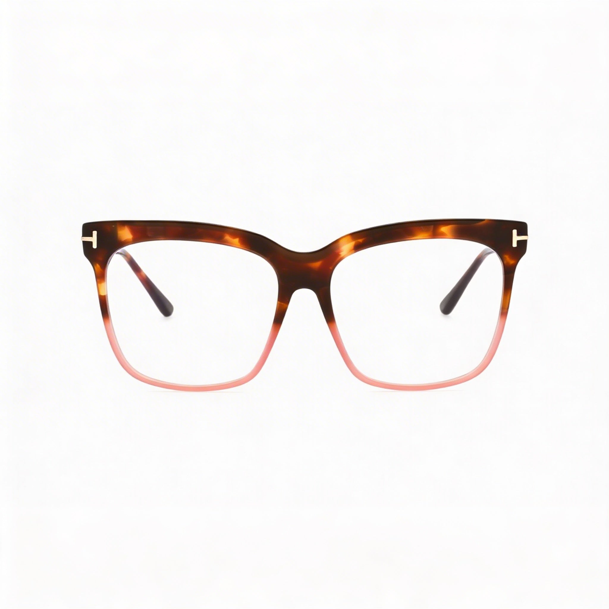 Tom Ford Ft5768-b Women's Havana to Milky Pink Plastic Square Full Rim Blue-Light Block Eyeglasses 54mm, Photo 2