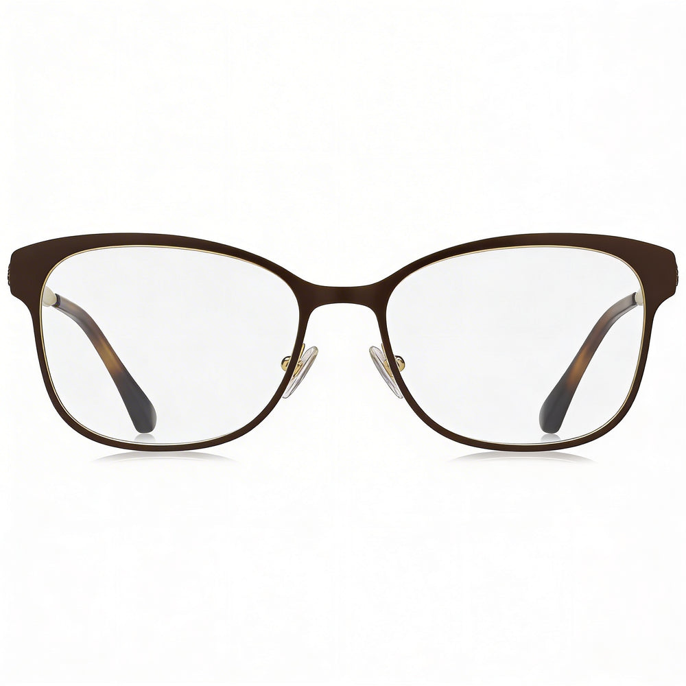 Gafas de Moda Marrones Metálicas para Mujer Jimmy Choo con Cristales Swarovski Lente Transparente Rectangular 54-16-145