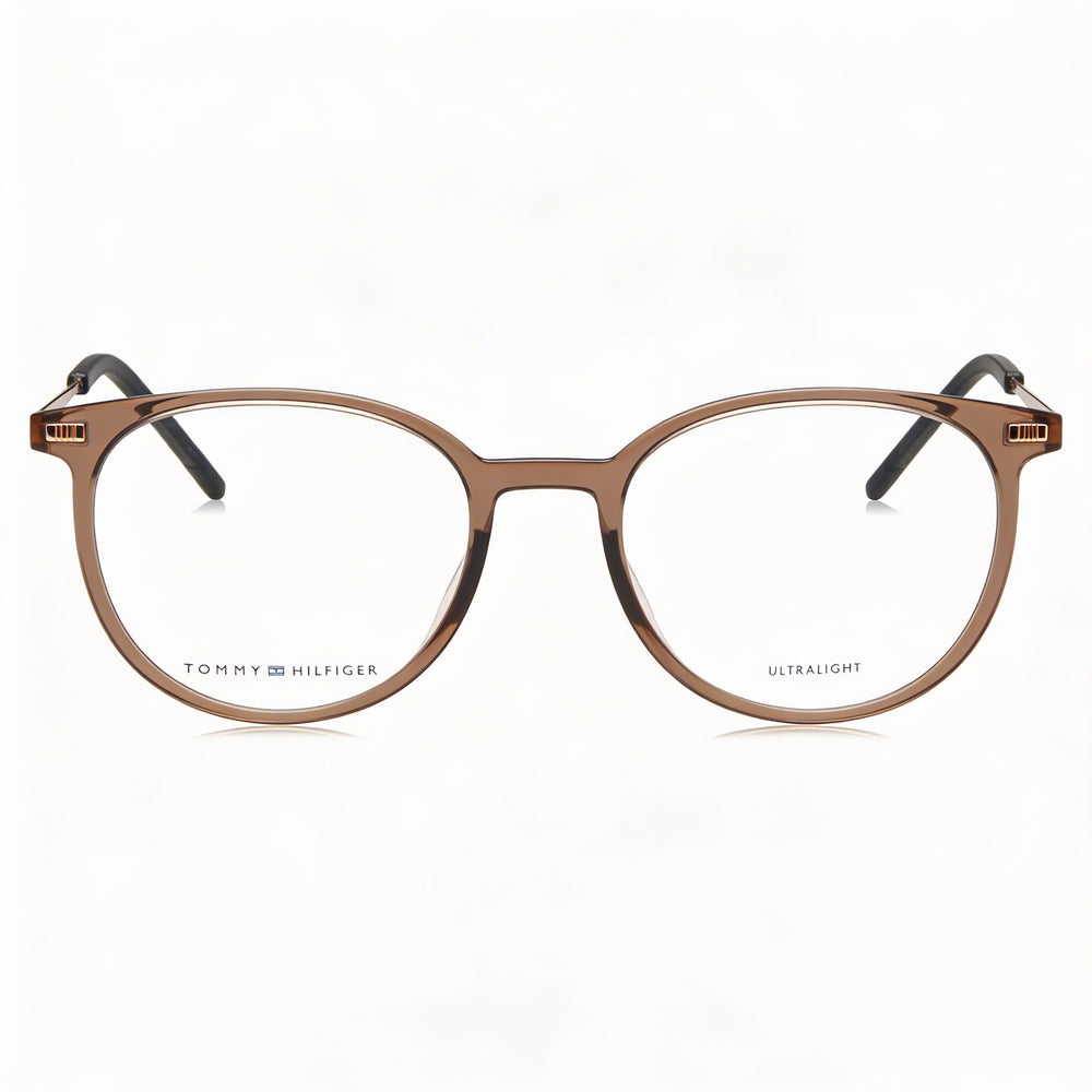 Gafas Tommy Hilfiger para mujer, de propionato azul moderno, listas para receta médica con lentes de demostración transparentes de 50 mm