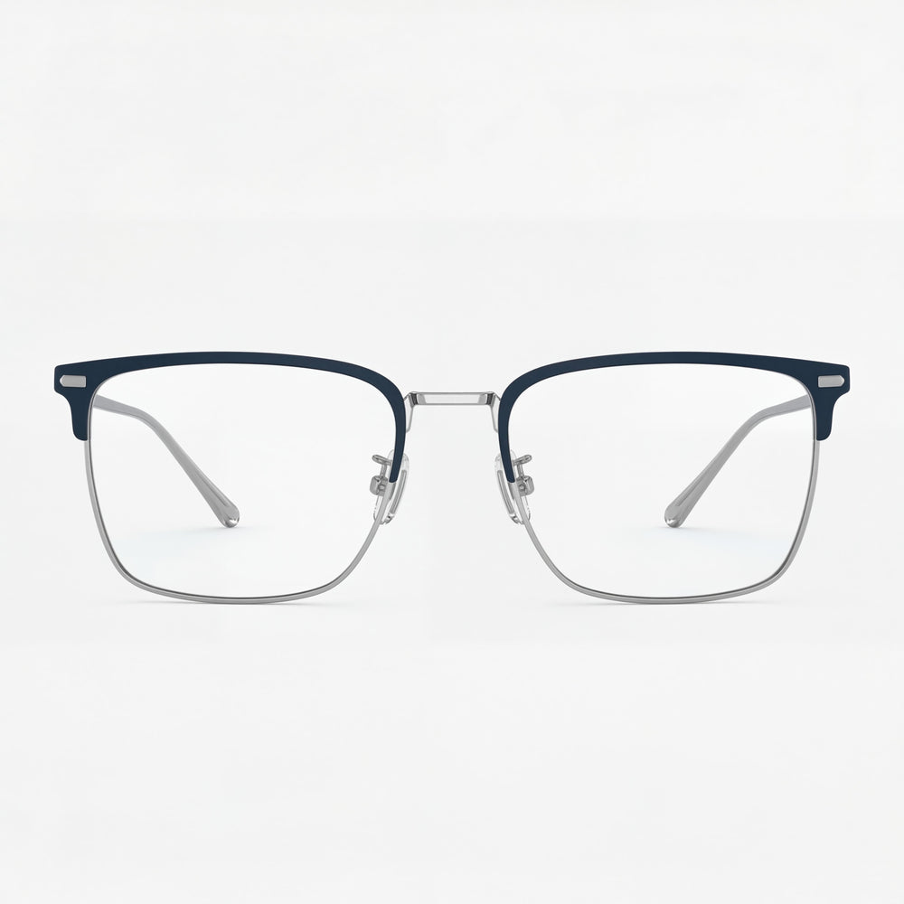 COACH HC5149T Men's Titanium Full Rim Square Eyeglasses Dark Navy Silver 54mm