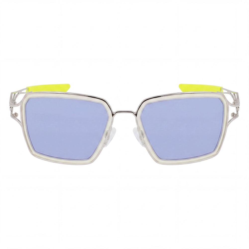 Nike Classic NIKE VEIL PRISM EV240495714041 Gafas de sol unisex con montura de acetato, protección UV400 y lentes de policarbonato no polarizadas, color plata, azul, amarillo, 57 mm