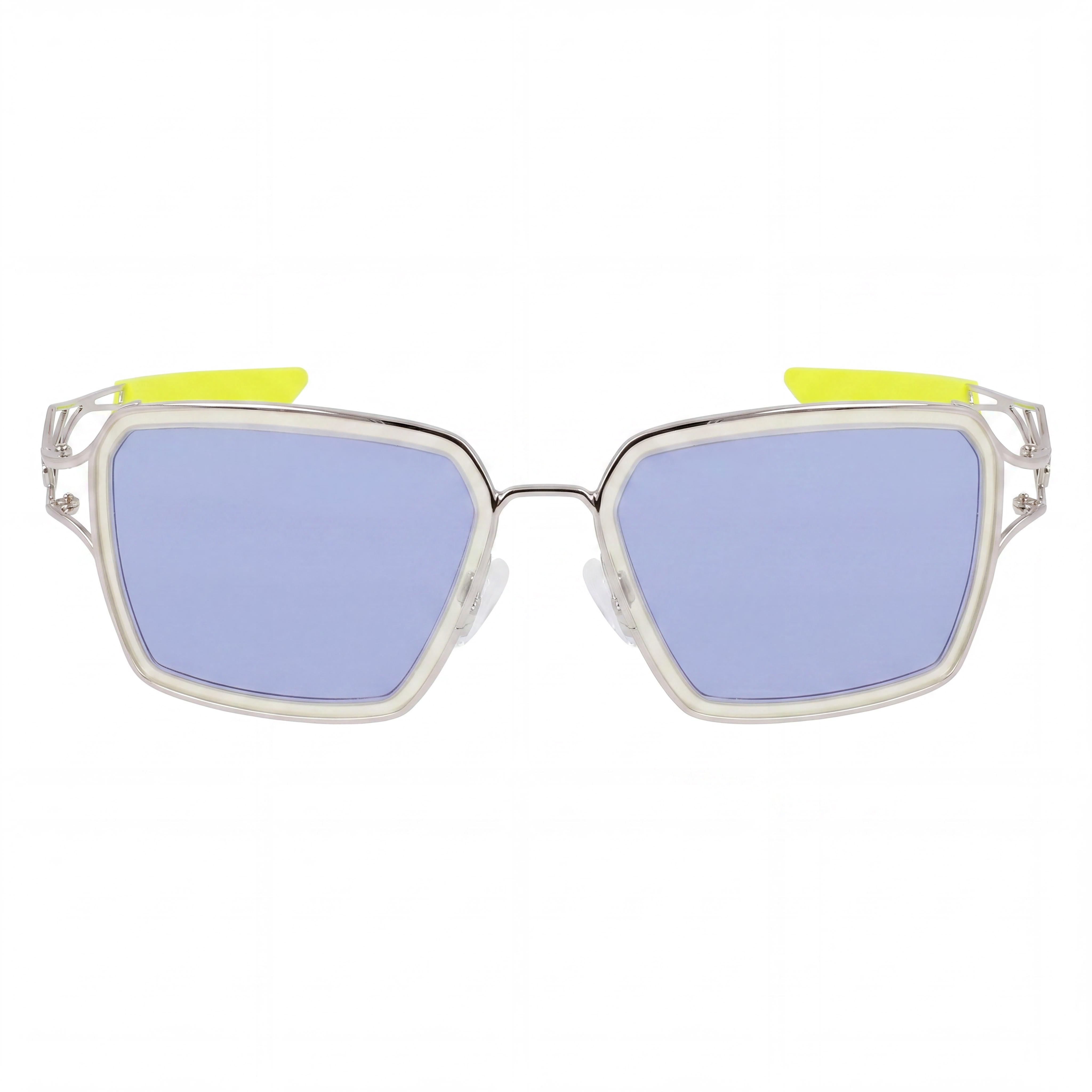 Gafas de sol Nike Classic unisex con montura de acetato, protección UV400 y lentes de policarbonato no polarizadas, en color plata, azul y amarillo, de 57 mm, Photo 2