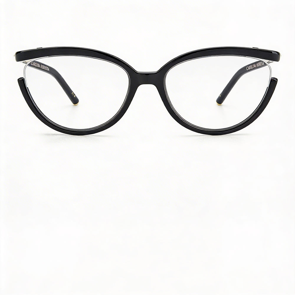 Carolina Herrera Casual Women's Transparent Black Polyamide Frame Eyewear with Black Lenses 55-18-140mm