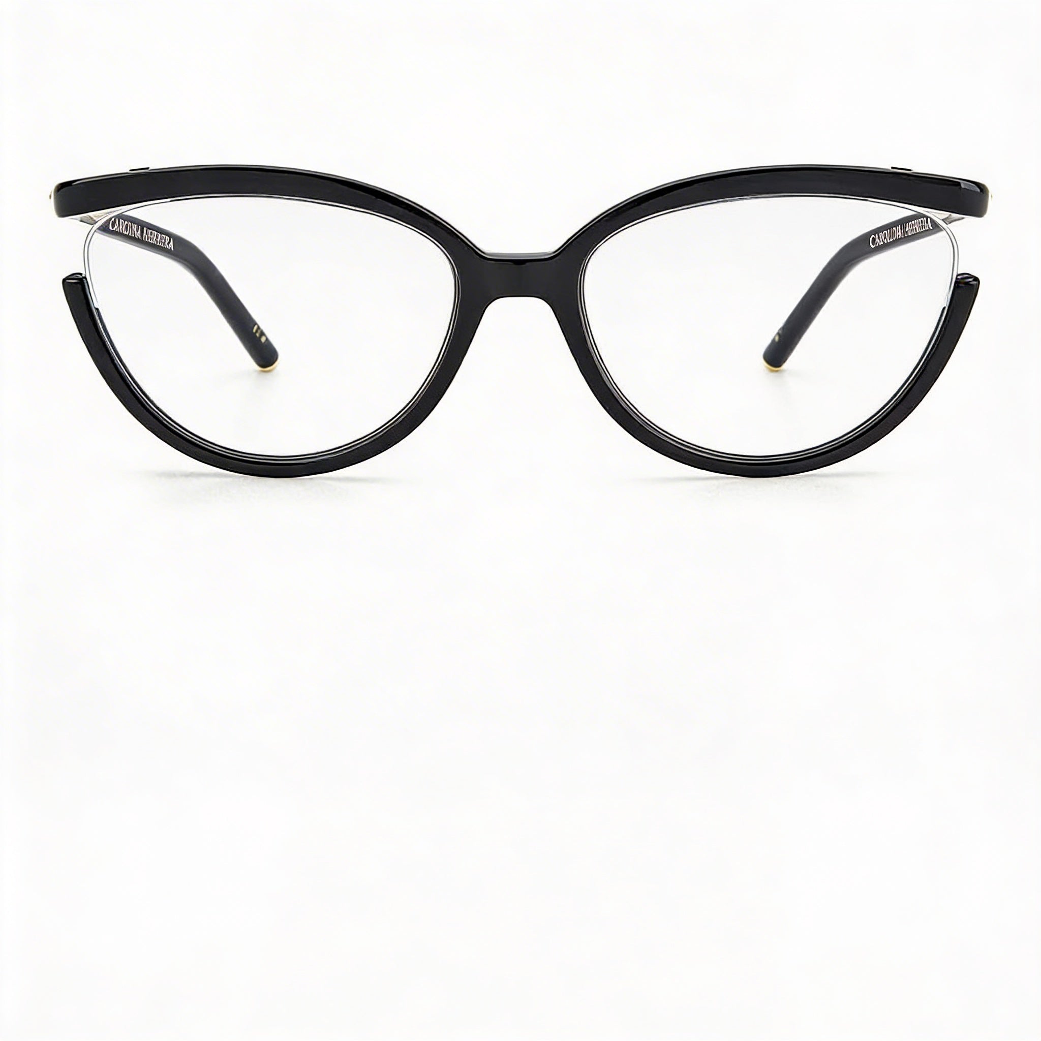 Gafas Carolina Herrera Casual para mujer con montura de poliamida negra transparente y lentes negras 55-18-140 mm, Photo 2