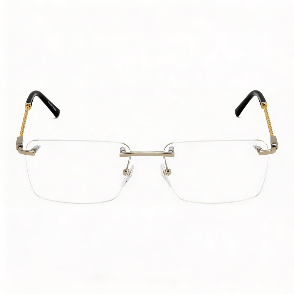 Charriol Pc75063 Men's Eyeglasses with Shiny Silver Gold Metal Frame and Clear Lenses 50mm