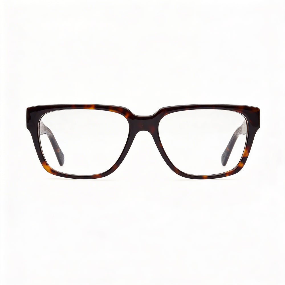Gafas GUESS de hombre Gu50150 con montura de plástico habana oscuro y lentes transparentes (lente de 55 mm, puente de 16 mm, patilla de 145 mm)