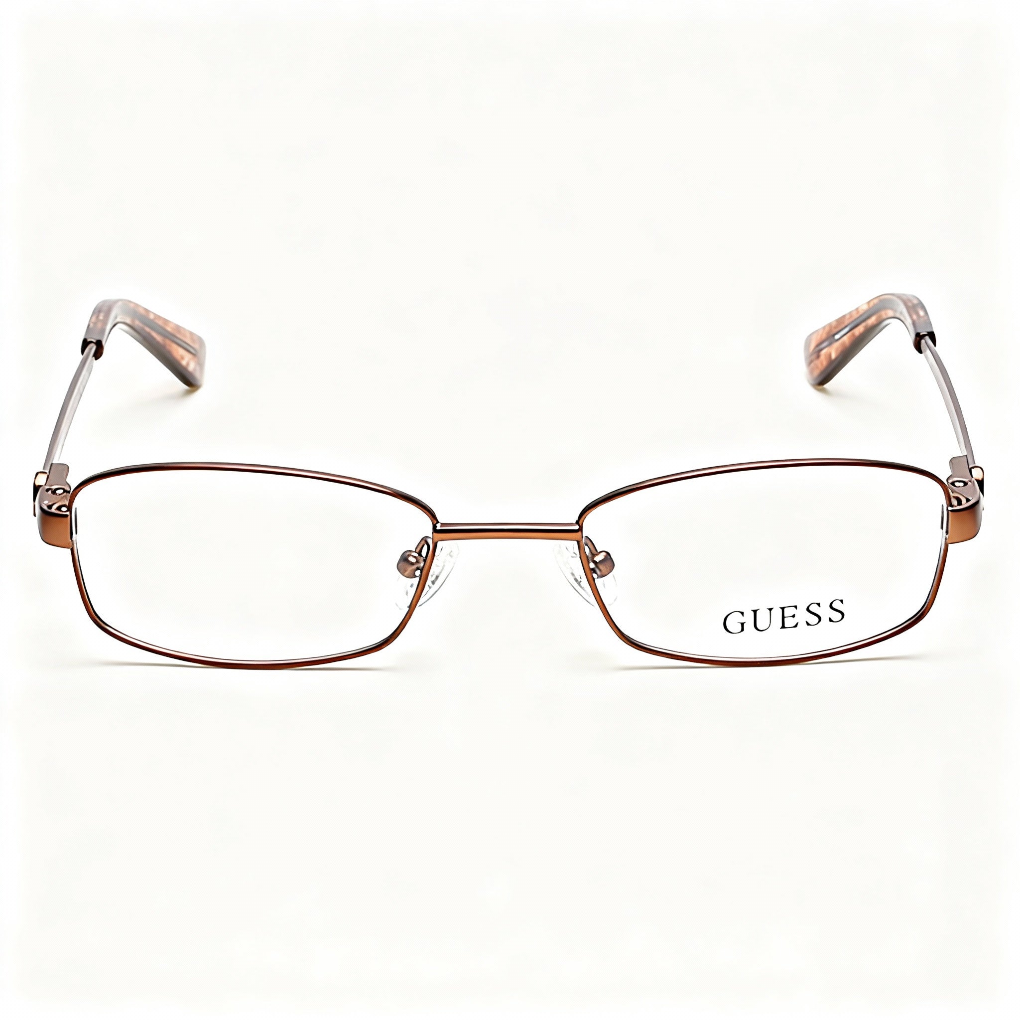 GUESS Modern GU2524 Women's Metal Frame Eyeglasses, Full Rim Square, Matte Dark Brown 49-18-135
