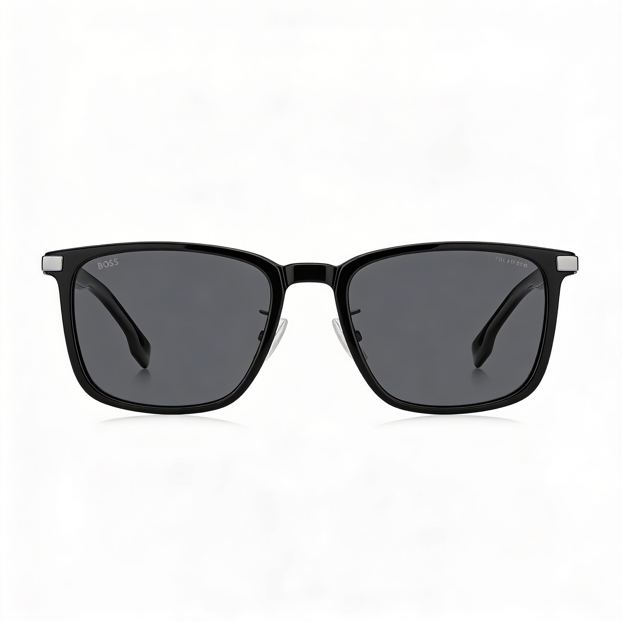 Hugo Boss RECTANGULAR / SQUARE Unisex Black Plastic Frame Grey UV Protected Lenses Sunglasses 57mm, Photo 2