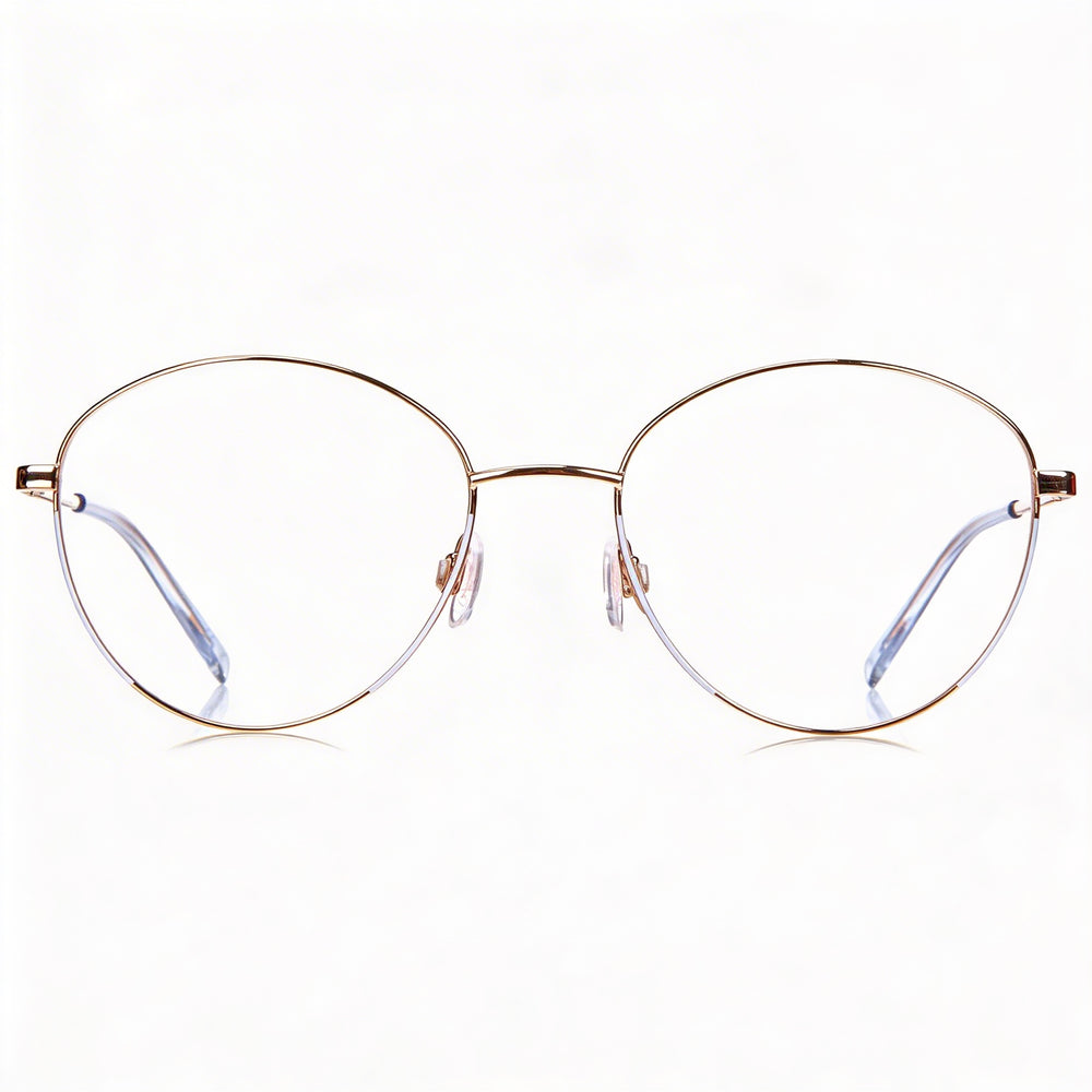 Gafas de mujer Missoni MMI 0024 de ojo de gato, montura de aleación de acero, lila, dorado y cobre, lente de policarbonato de 53 mm