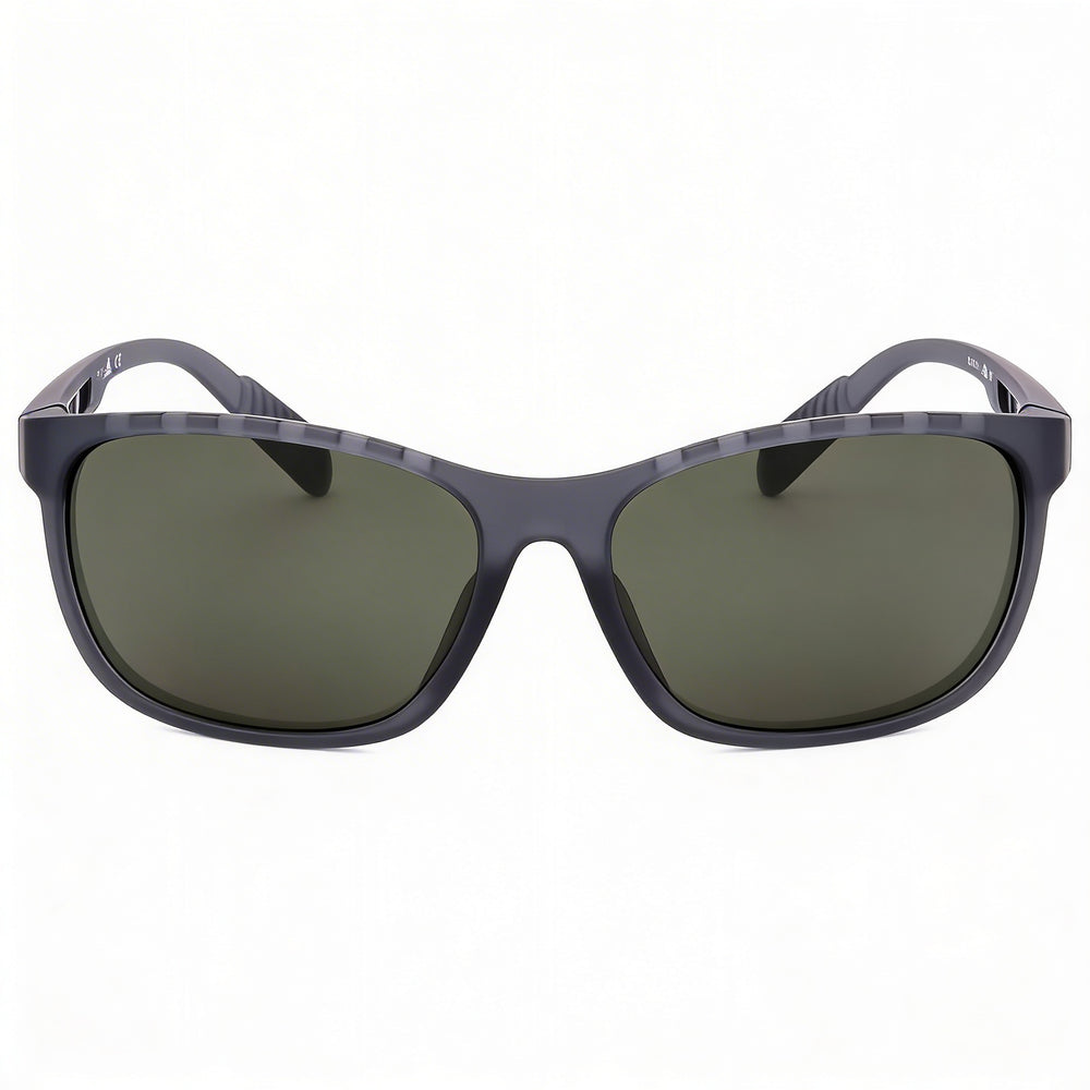 adidas Classic Men's Sunglasses with Grey Green Plastic Frame and Green Polycarbonate Lenses, Lens Width 62mm