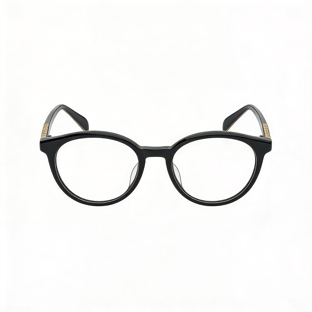 Tous Classical Women's Shiny Black Cellulose Acetate Eyeglasses with Clear Demo Lenses, Prescription Ready, 51mm