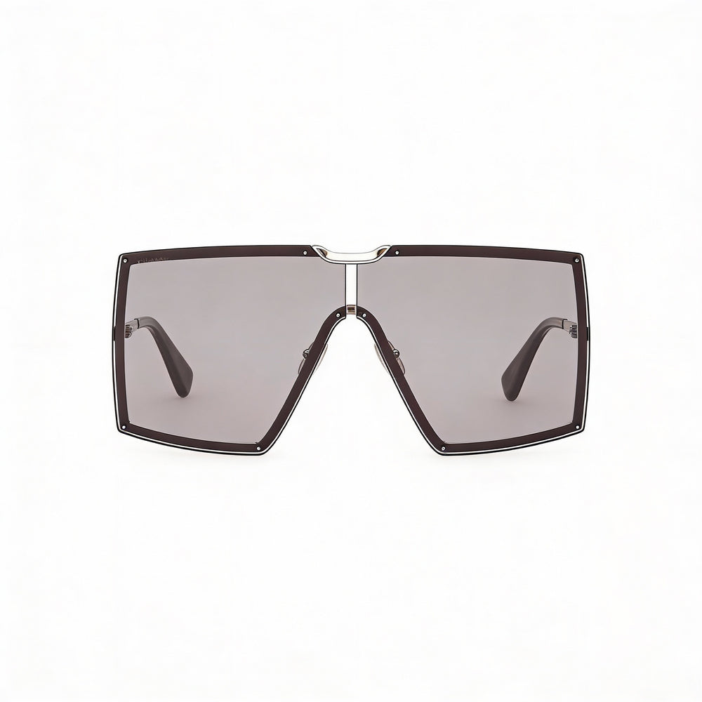 MaxMara Modern Women's Sunglasses with Shiny Palladium Frame and Smoke Lenses, size 69-3-135