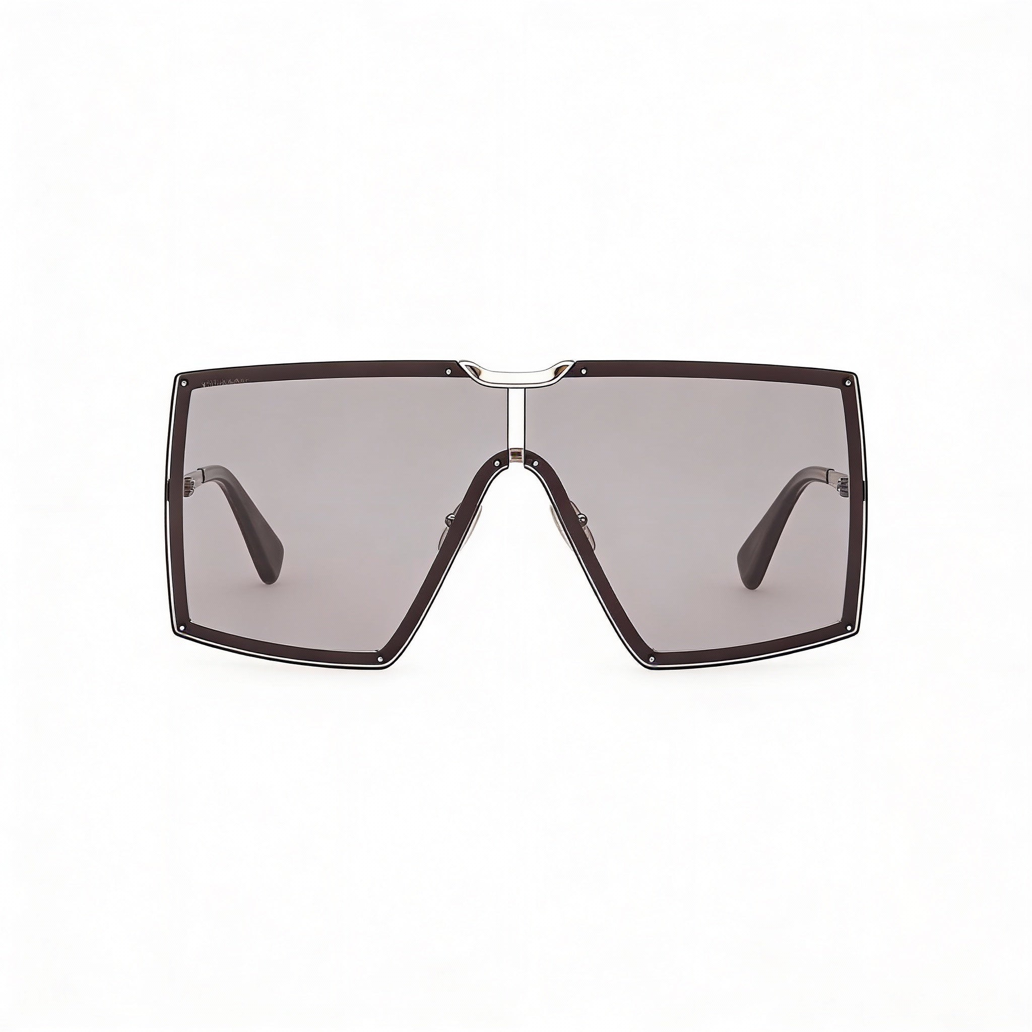 MaxMara Modern Women's Sunglasses with Shiny Palladium Frame and Smoke Lenses, size 69-3-135, Photo 2
