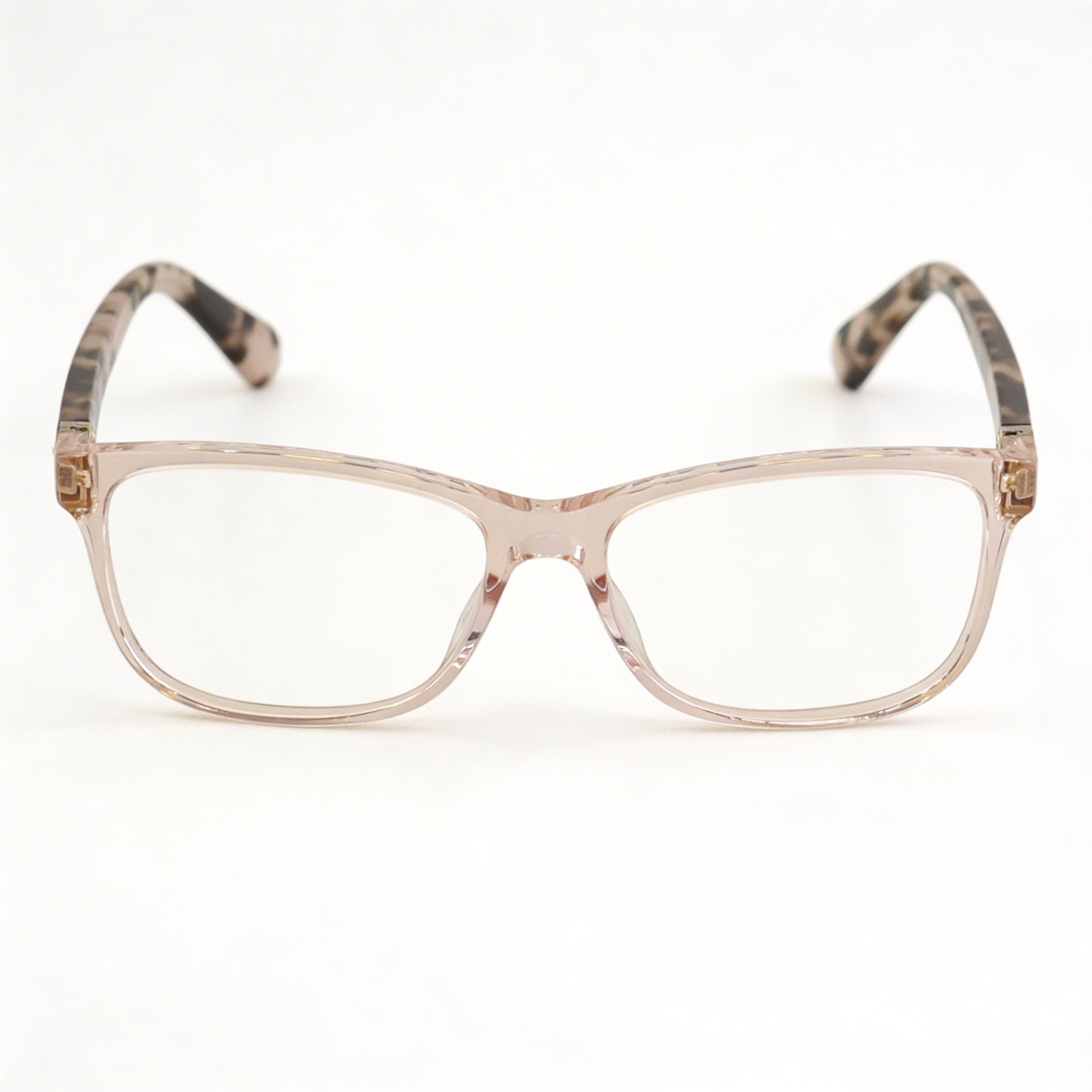 Kate Spade New York Calley Women's Plastic Full Rim Rectangle Eyeglasses, Crystal Pink Havana, 52-15-36, Photo 2