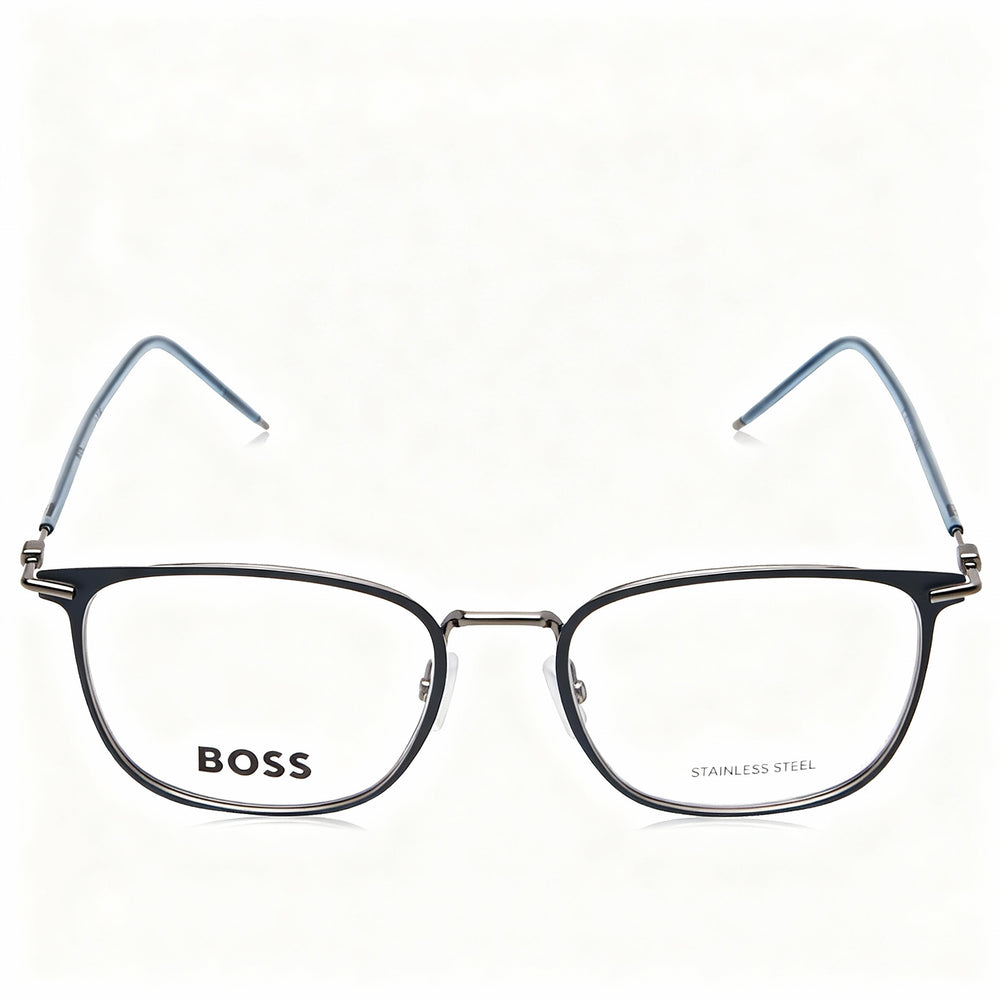 Gafas de sol Hugo Boss 1431 unisex con montura de acero de aleación, color azul mate, rutenio oscuro, policarbonato no polarizado, 52 mm