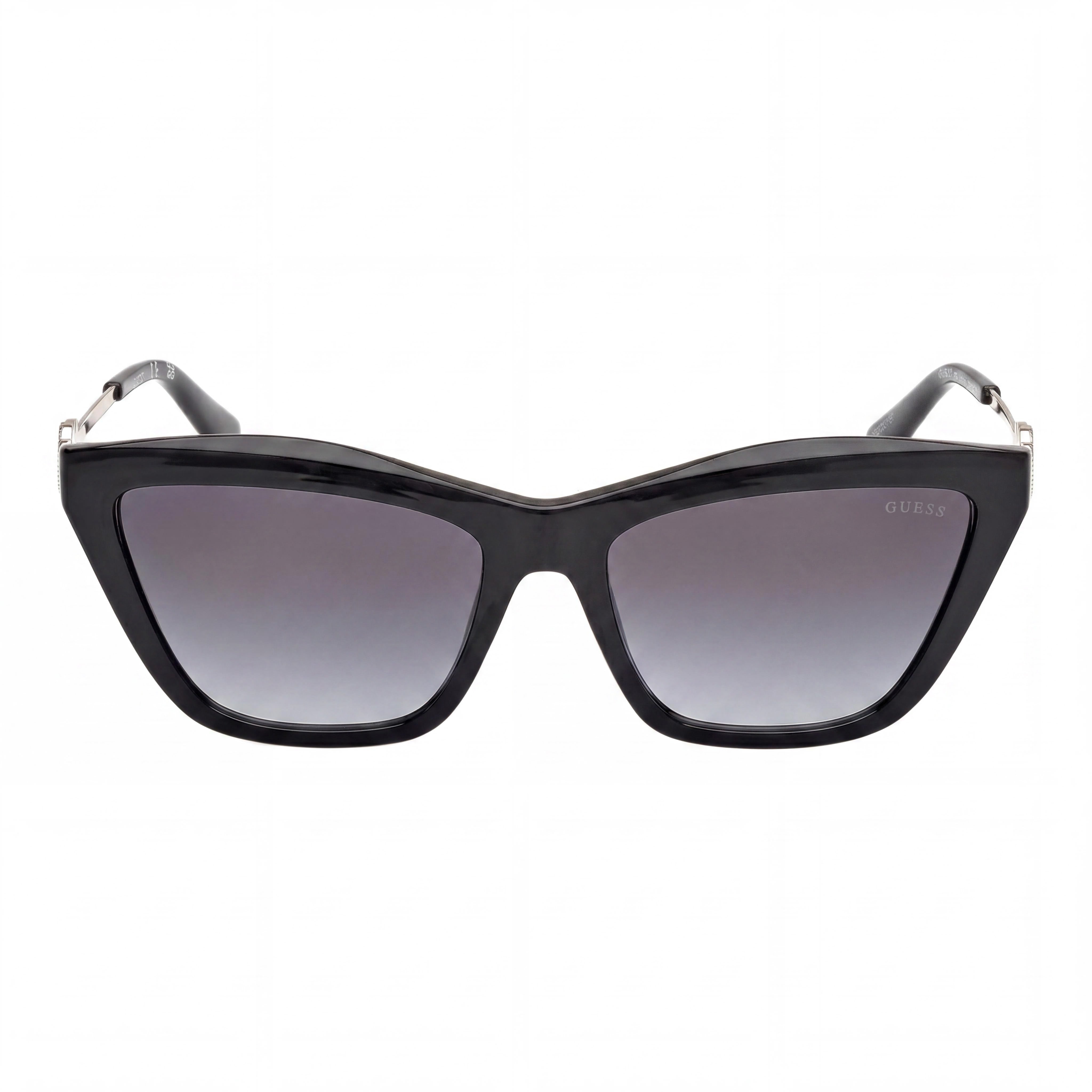 Gafas de sol de mujer tipo cat-eye GUESS de plástico, montura negra brillante, lentes ahumadas degradadas, 56 mm, Photo 2
