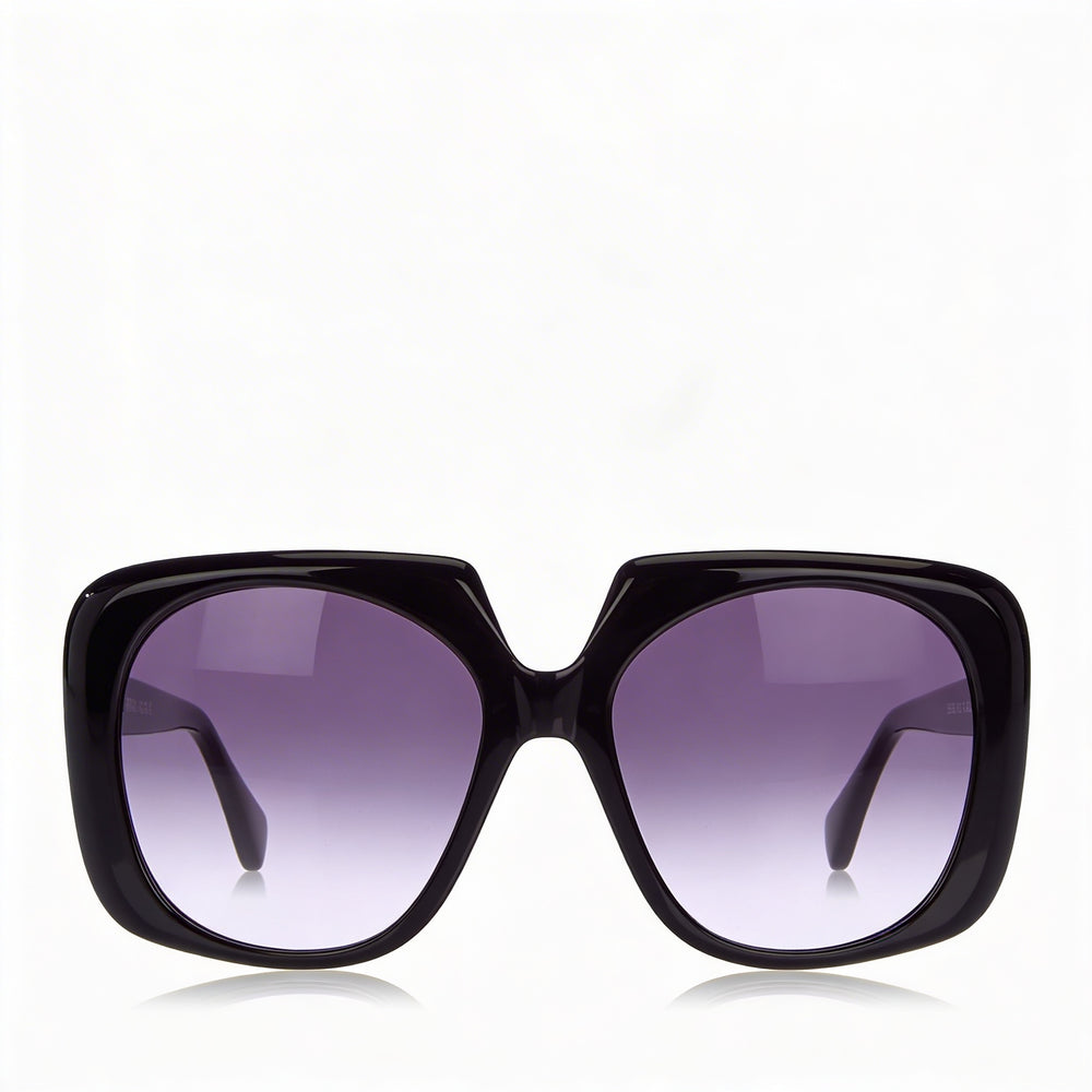 MaxMara Casual Women's Shiny Black Plastic Gradient Smoke Sunglasses 56mm