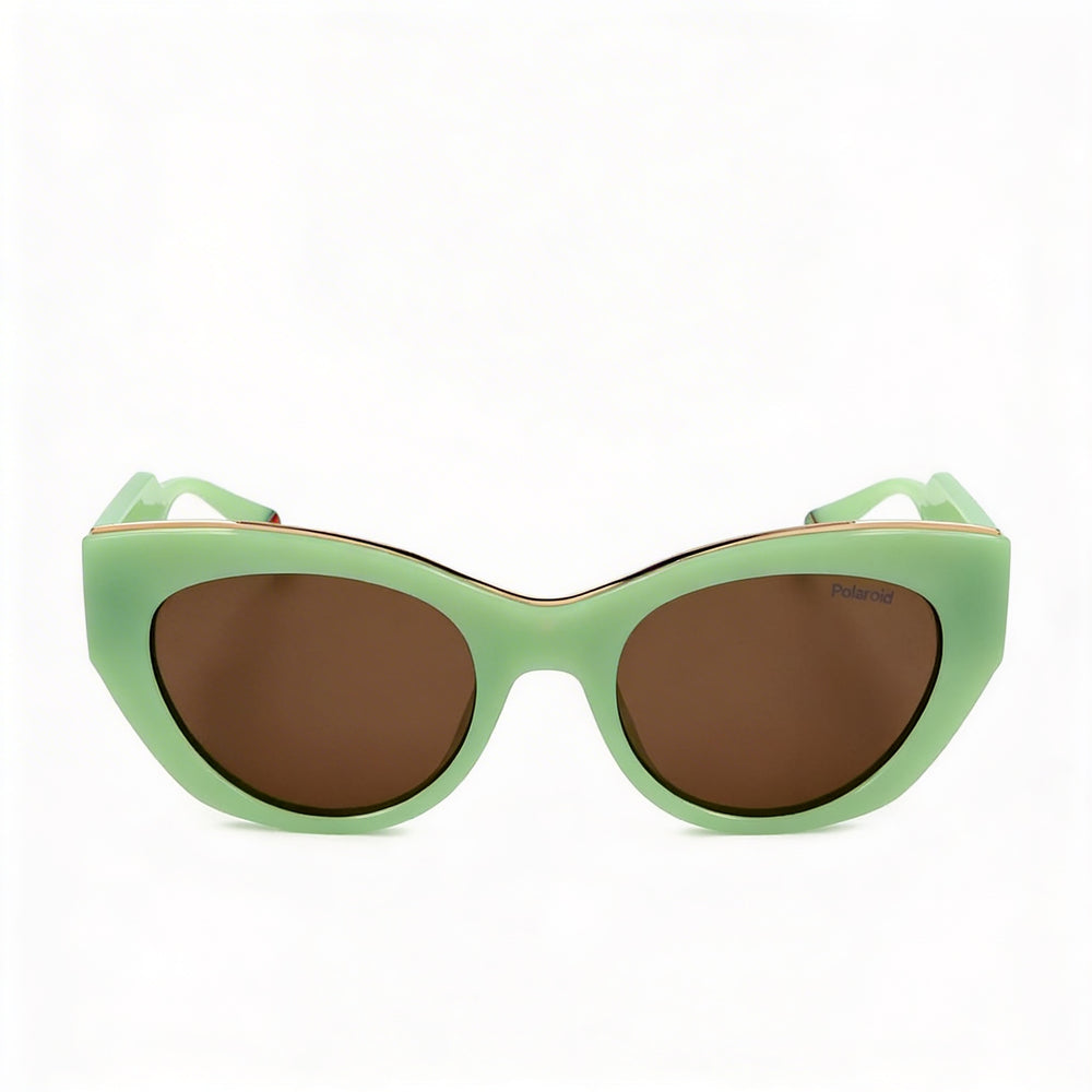 Gafas de Sol Polaroid Casuales para Mujer, Protección UV, Policarbonato Verde Escarchado, Lentes Bronce 50mm