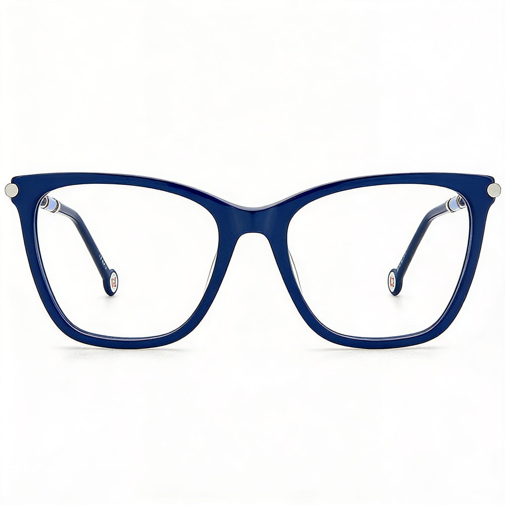 Gafas de sol Carolina Herrera CH 0028 para mujer, montura de acetato azul, diseño ojo de gato, lentes polarizadas de policarbonato, 53 mm