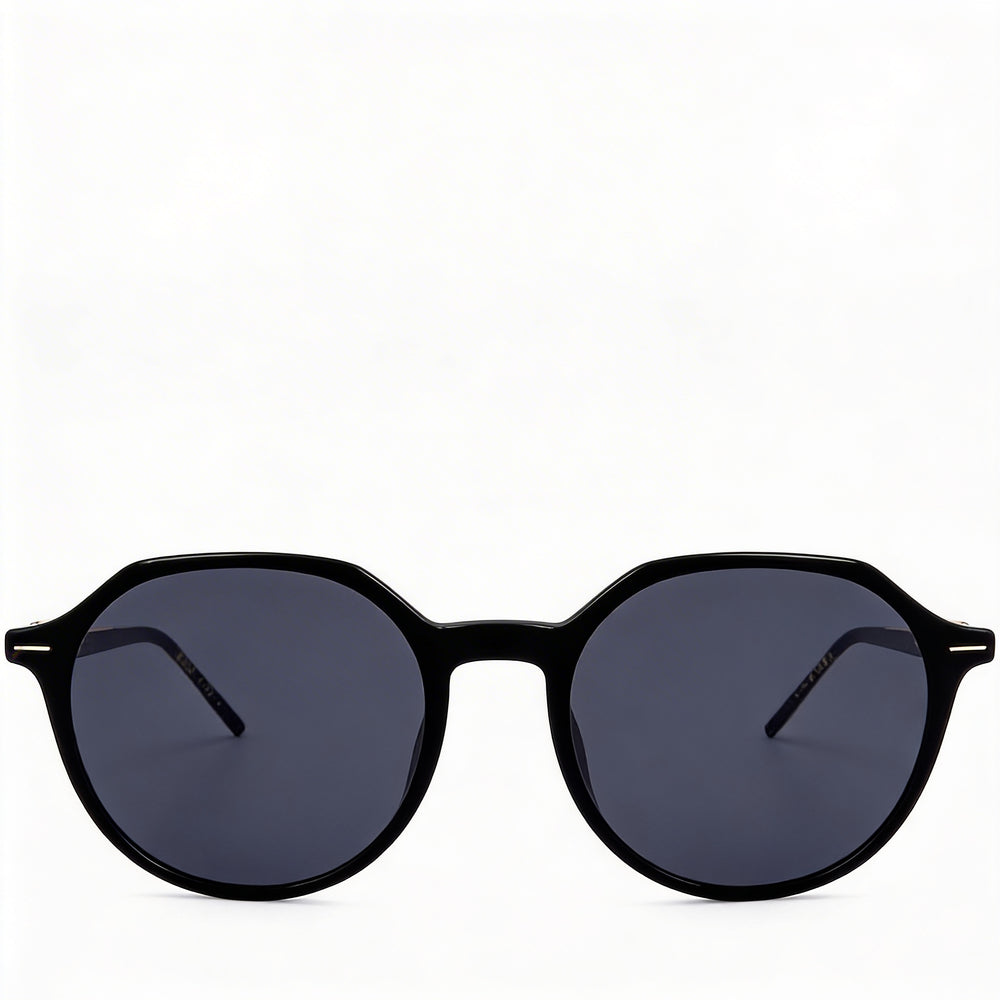 Gafas de sol ligeras y minimalistas Hugo Boss para mujer, montura de acetato de cristal negro y gris con lentes grises, 51 mm
