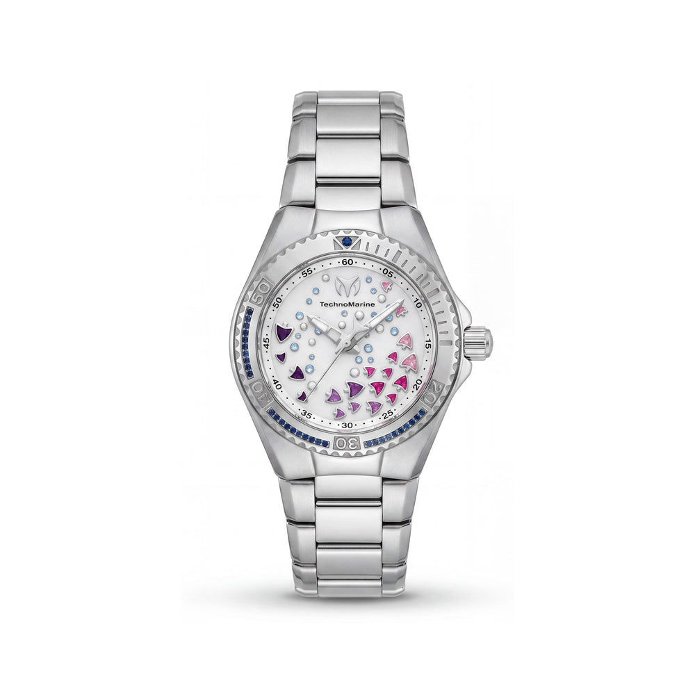 Reloj Technomarine Cruise TM-125005 para mujer, movimiento de cuarzo de 40 mm, caja de acero inoxidable y esfera blanca