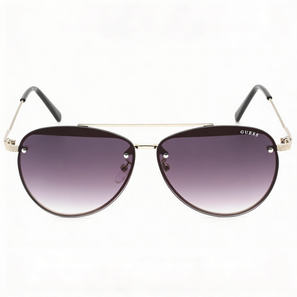 Gafas de sol GUESS Classic para mujer con montura metálica de níquel estaño brillante y lentes degradadas ahumadas de 63 mm
