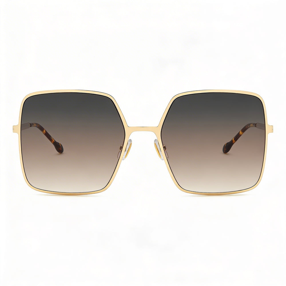 Isabel Marant Gafas de sol informales para mujer, marrones y doradas, de acero inoxidable, con montura completa cuadrada, gris y marrón, de 58 mm