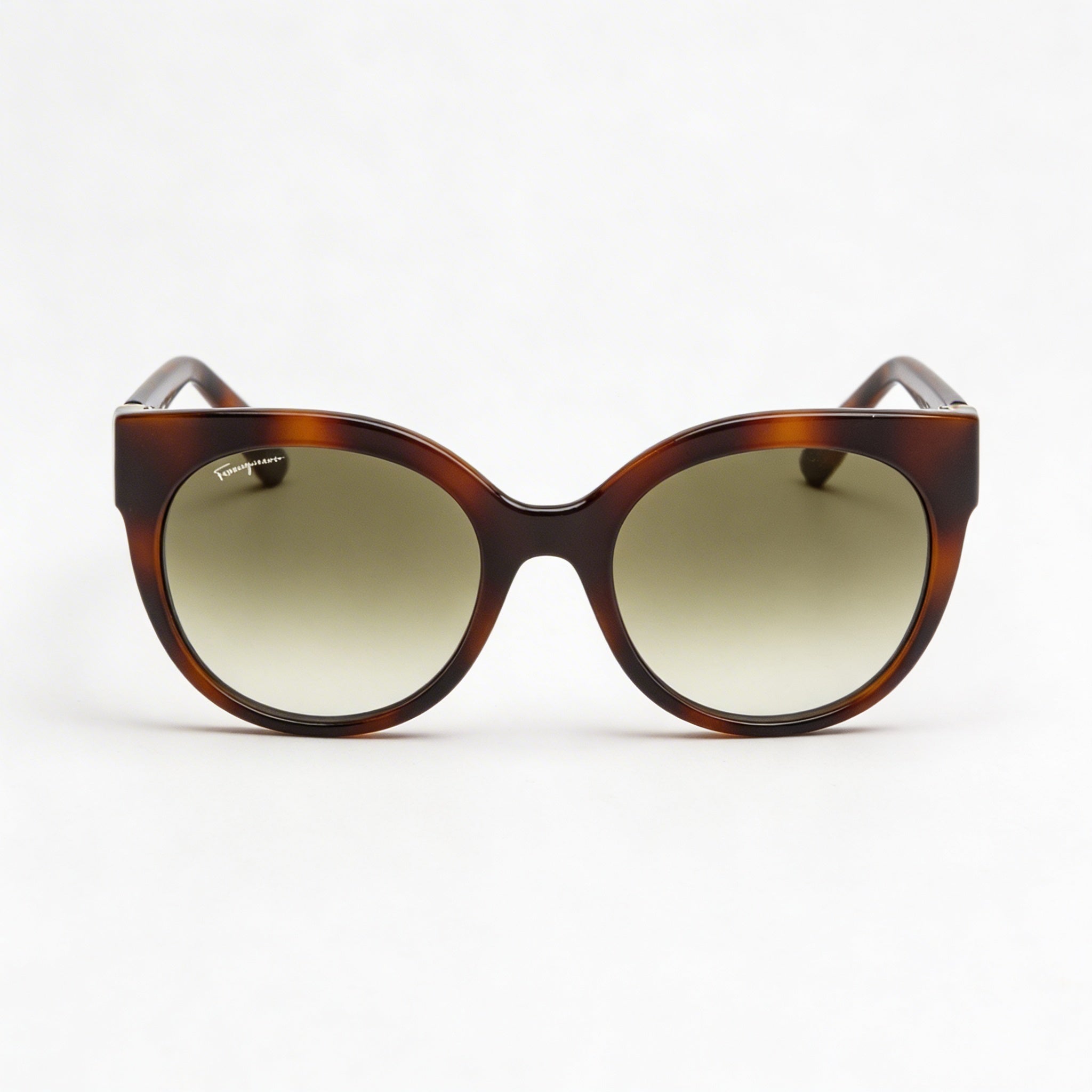 Montura óptica redonda de plástico color carey Ferragamo Gancini-sf1031sl para mujer 53 mm con lentes de plástico verdes con protección UV, Photo 2