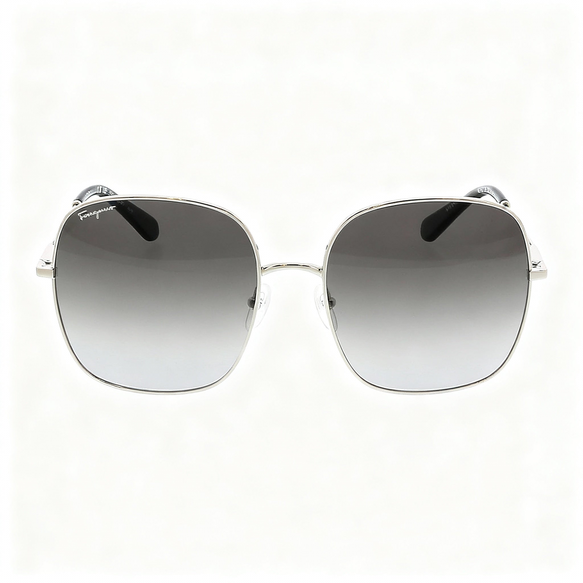 Salvatore Ferragamo Classic Women's Silver Plastic Square Sunglasses 59mm Grey Gradient Non-Polarized Lenses