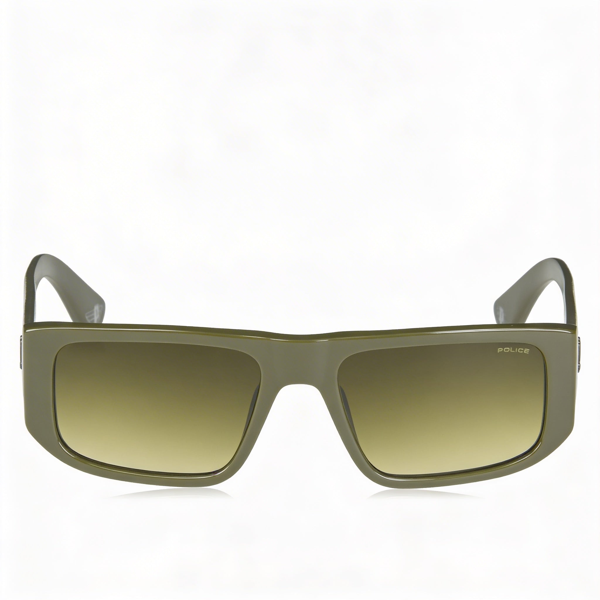Police SPLL13 Men's Shiny Olive Green Polycarbonate Green Gradient UV Protection Sunglasses 55-18-145, Photo 2