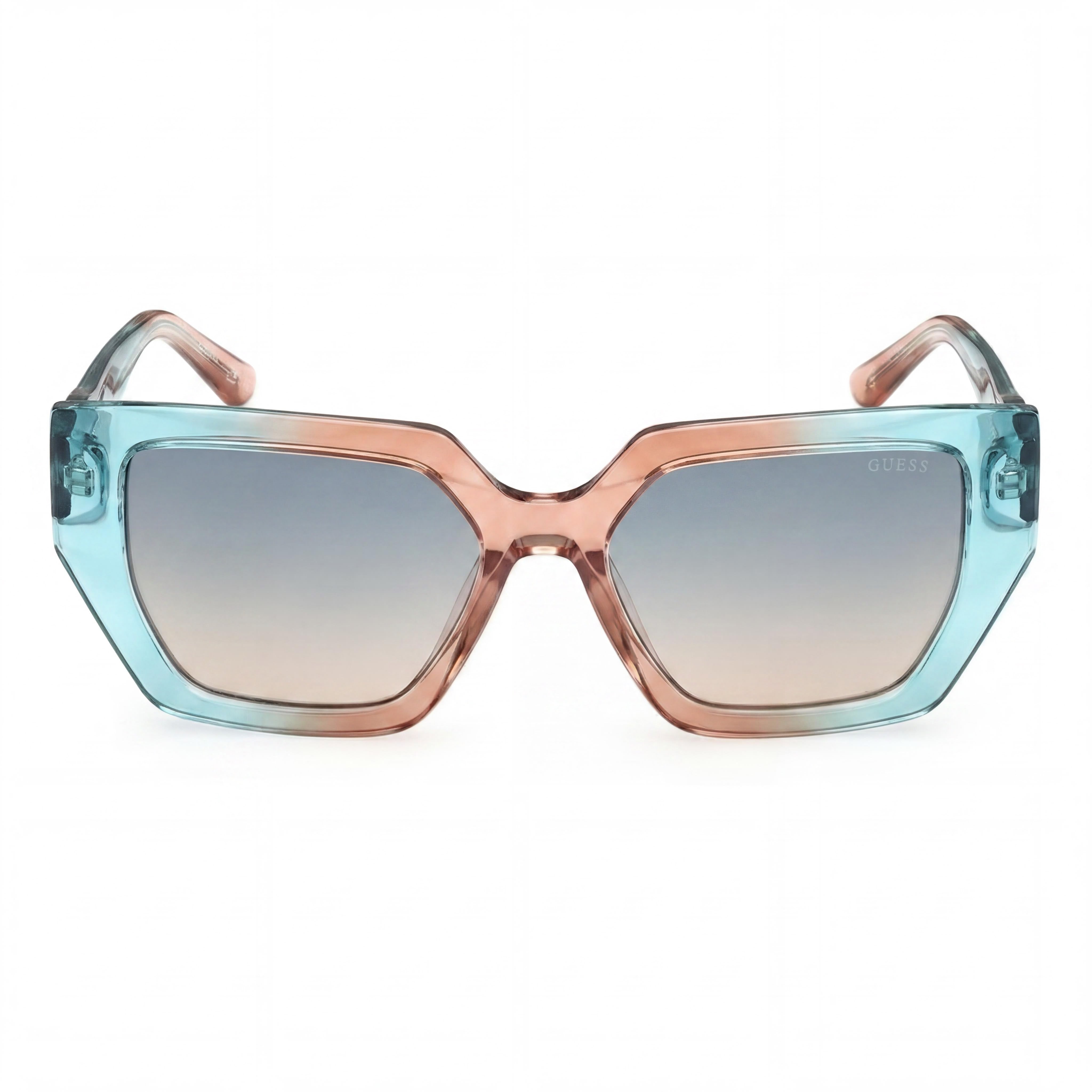 GUESS Women's Square UV Protective Sunglasses, Turquoise Injected Frame, Gradient Green Lenses 53-16-140, Photo 2