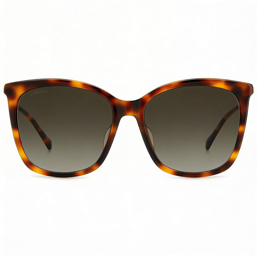 Gafas de sol JIMMY CHOO casual para mujer, de acetato color habana con montura completa en forma de mariposa, con cristales degradados en color marrón y protección UV, 57 mm
