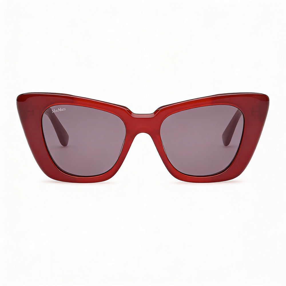 MaxMara Mm0099 Women's Shiny Dark Red Acetate Frame Eyeglasses with Shiny Red Lenses 50-18-140