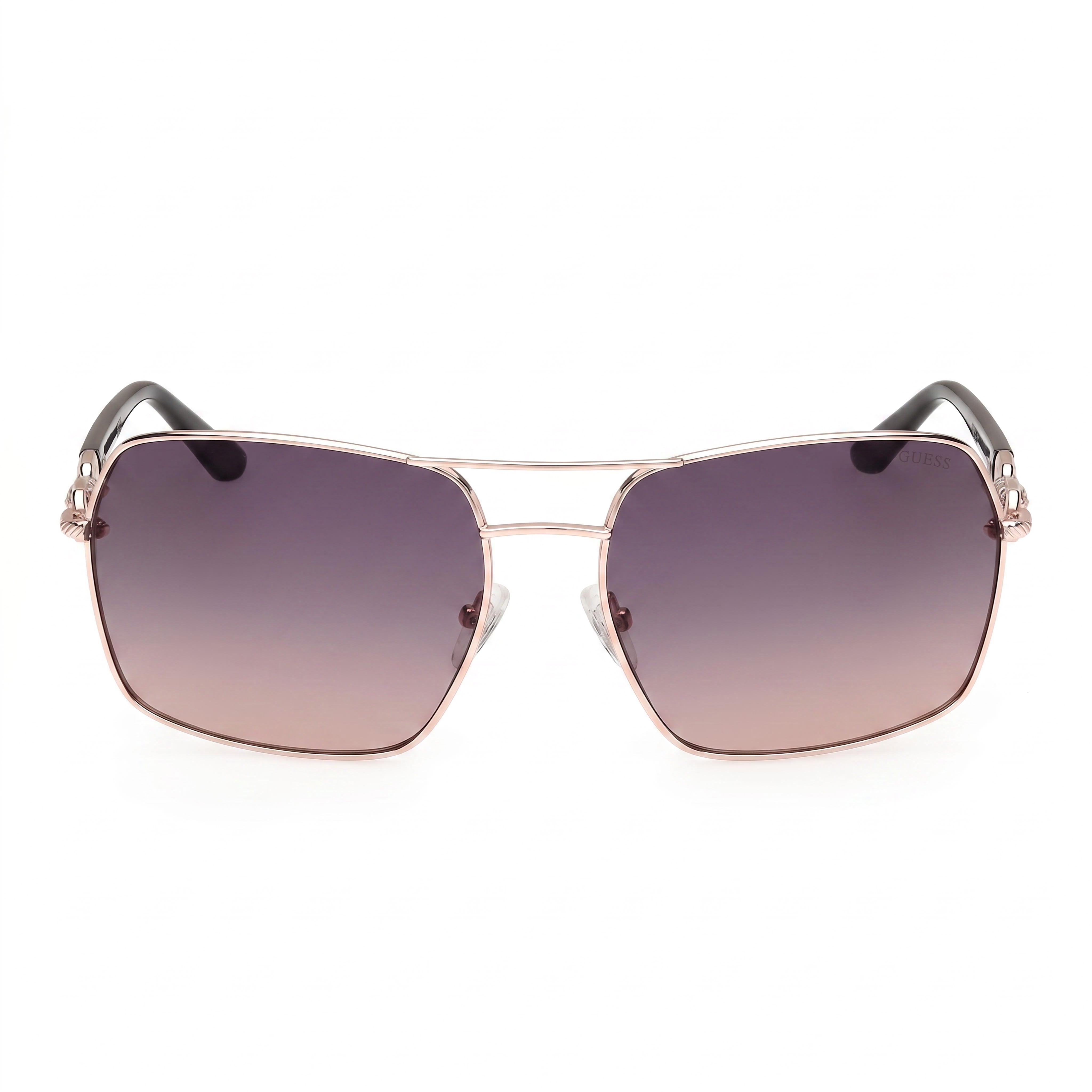 GUESS Gafas de sol clásicas unisex con montura metálica, color oro rosa brillante, con efecto degradado y protección UV, 63 mm, Photo 2