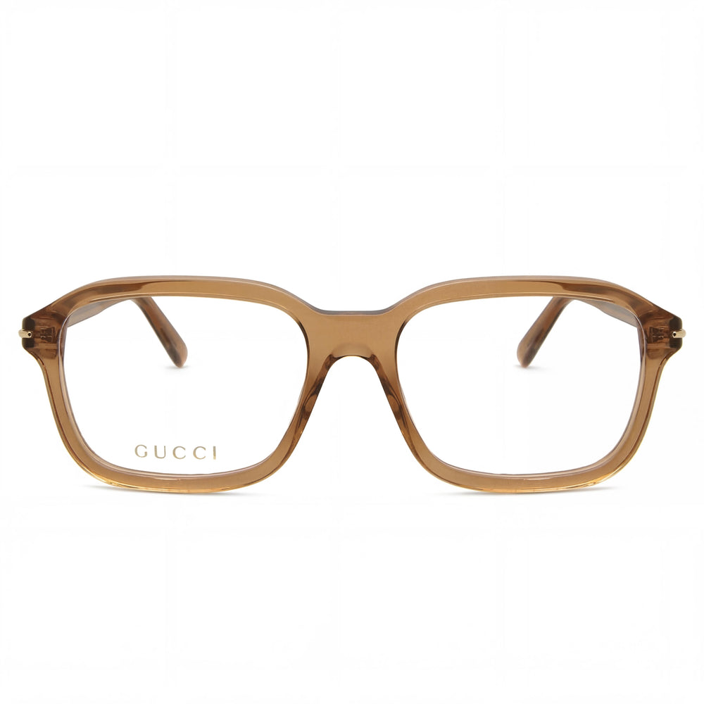 Gucci GG1446O Men's Brown Eco-Acetate Full Rim Rectangle Eyeglasses with Non- Clear Lenses 56mm